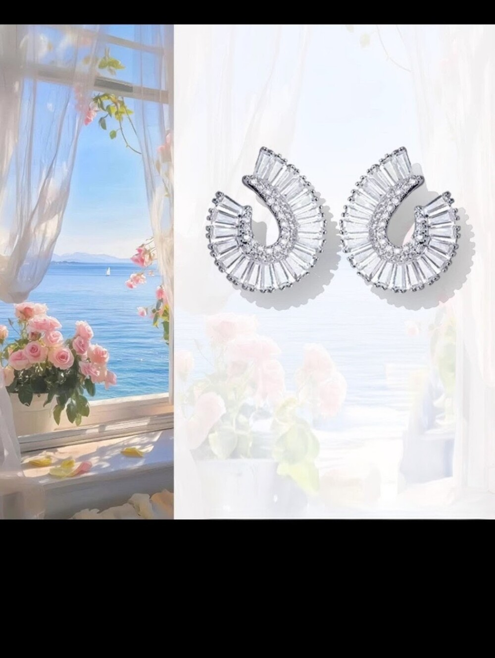 ✨Stunning Baguette & Pave Crystal 'C' Post Earrings✨